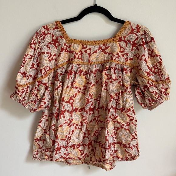 Umber & Ochre Devika Short Sleeve Peasant Top - Picture 4 of 4